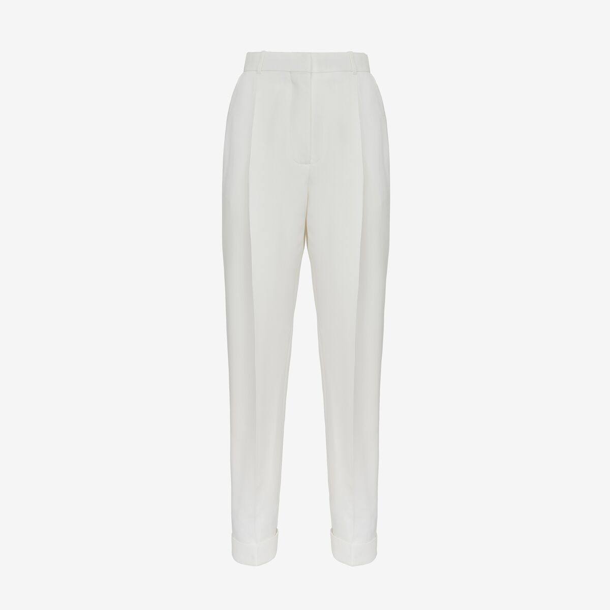 Alexander McQueen Women's White Slim Peg Trousers - 14 (Viscose)